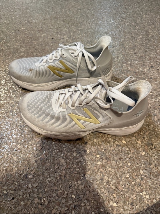 New Balance Shoes - New Balance Cream with Gold Accent Low-Top Sneakers